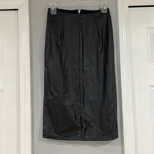 Mid-length leather black skirt. Size small. From Tobi. very sexy and casual.